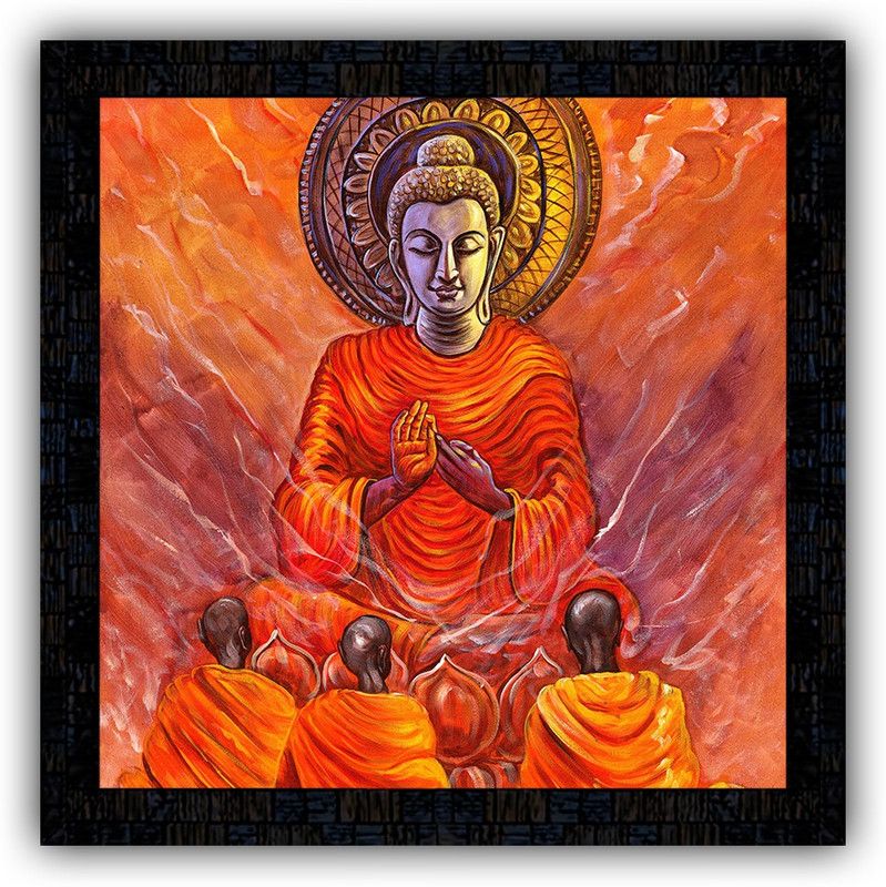 Poster N Frames framed poster of Buddha-18025 Digital Reprint 14 inch x 14 inch Painting  (With Frame)