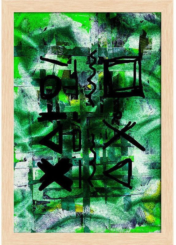 Abstract Grid D2 Paper Poster Natural Brown Frame | Top Acrylic Glass Paper Print  (19 inch X 13 inch, Framed)