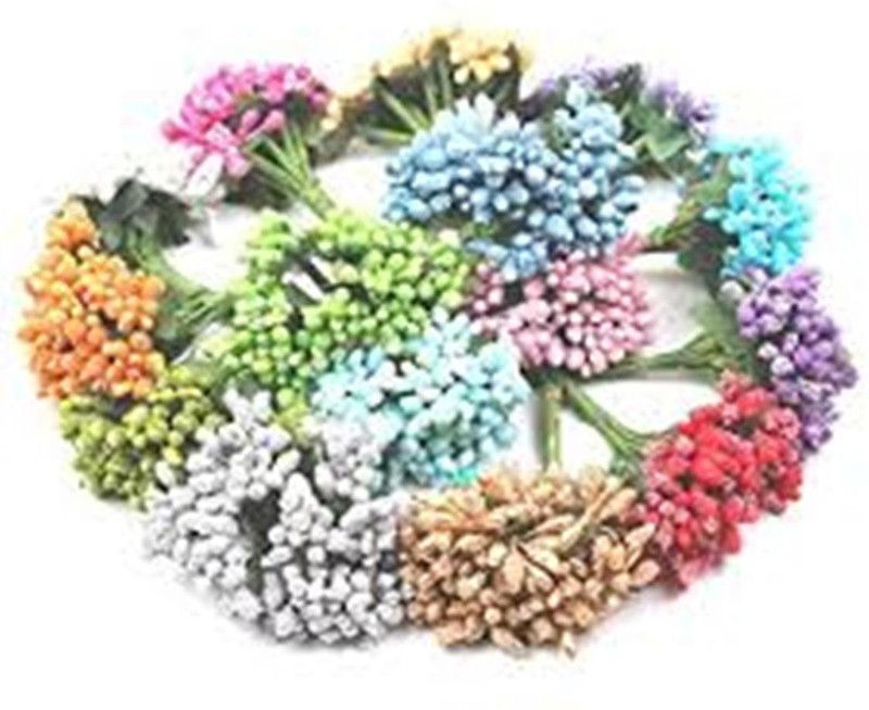 Lovely Arts Collection Artificial Pollen Flowers Multicolor Hibiscus Artificial Flower  (1 inch, Pack of 144, Vine & Creepers)