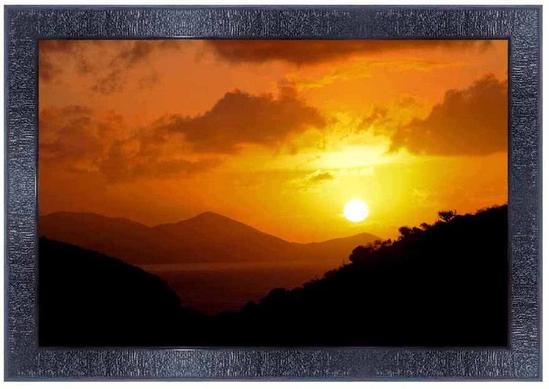 pnf Natural Sunrise Landscape scenery Wood Frames with Acrylic Sheet (Glass)8524 Digital Reprint 10.5 inch x 13.5 inch Painting  (With Frame)