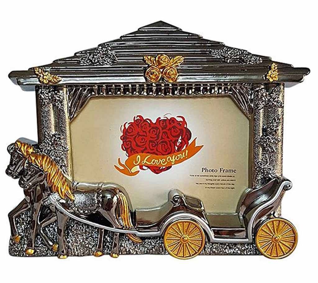 House Shaped Dark Silver Chariot Wedding Frame