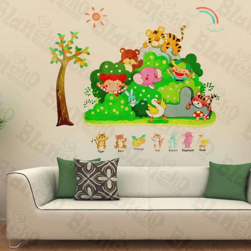 JAAMSO ROYALS 60 cm Animals in Jungle Vinyl Decorative Self Adhesive Wall Sticker (60 CM X 45 CM) Self Adhesive Sticker  (Pack of 1)