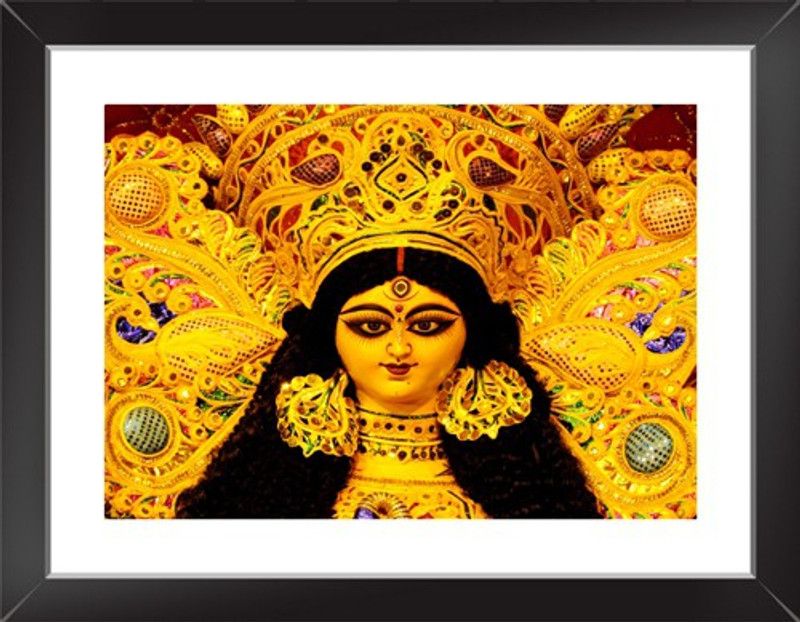 Durga Maa Wall Poster With framed For Home And office Décor Print on Special I-Very Paper (Size 13.5 Inch X 10.5 Inch, Framed) Multicolor Paper Print  (13.5 inch X 10.5 inch, Framed)