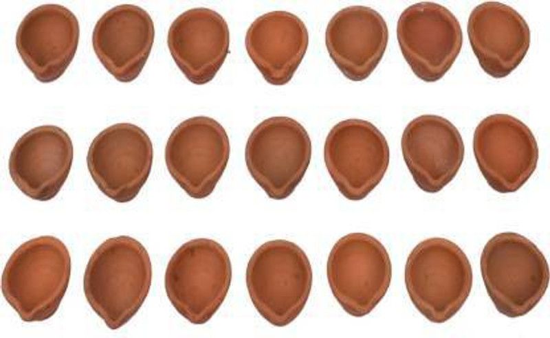 kittucollection Earthenware (Pack of 21) Table Diya Set  (Height: 0.8 inch)