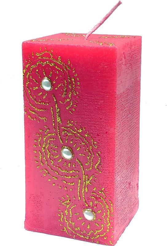 SRN PRODUCTS Rectanglecandle01 Candle  (Red, Pack of 1)