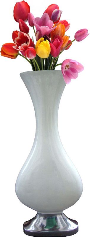 HM Steels HMSTEELS ALUMINIUM FLOWER VASE WHITE COLOR RICH SHAPE Aluminium Vase  (17.32 inch, White)