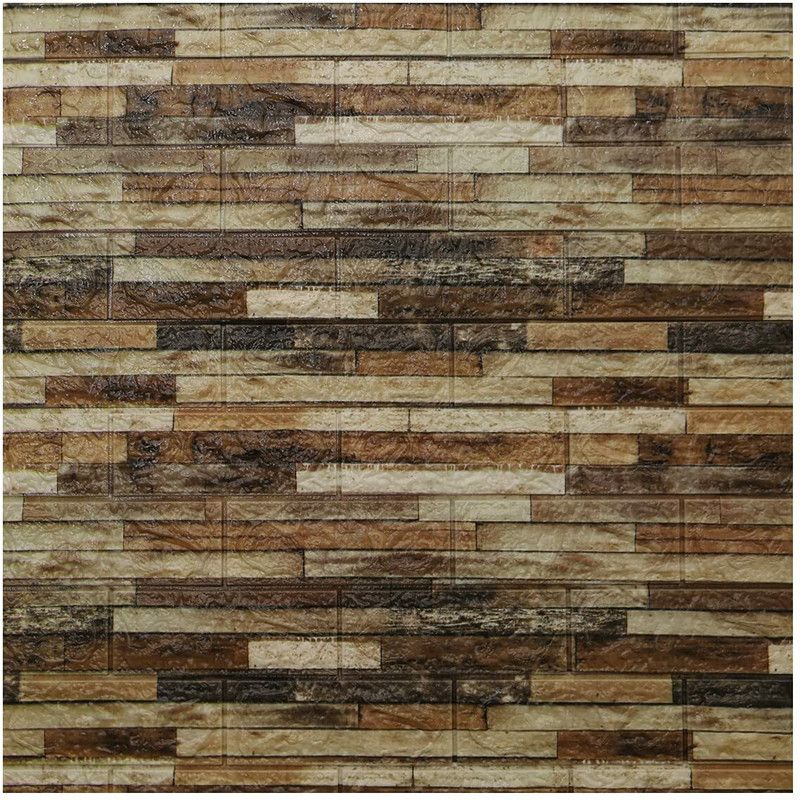Kayra Decor 3D Multi Brick Design Foam Self Adhesive Sticker DIY Product Pack of 10  (70 cm X 77 cm, Multicolor)