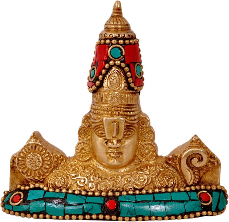 Aesthetic Decors Balaji Bust Wall Hanging W Stone Work Decorative Showpiece - 9.5 cm  (Brass, Multicolor)