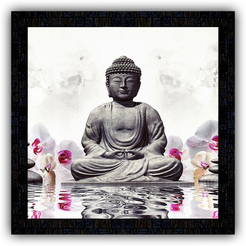 Poster N Frames framed poster of Buddha-17534 Digital Reprint 14 inch x 14 inch Painting  (With Frame)