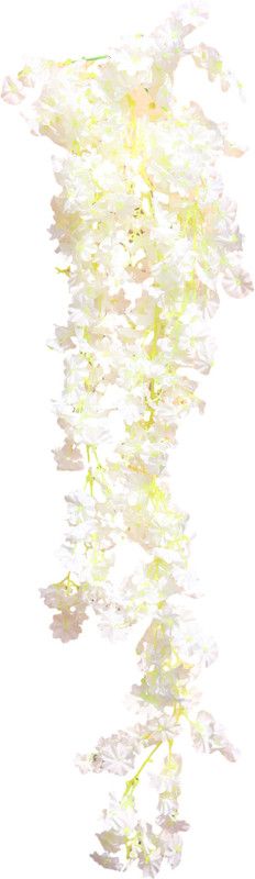 Onestore India Handcrafted Artificial Hanging Dense Wisteria Flower Vine Pot/Basket Tree/Bouquet for Indoor or Outdoor Decoration or for Home Décor. (2) White Orchids Artificial Flower  (38 inch, Pack of 1, Flower with Basket)