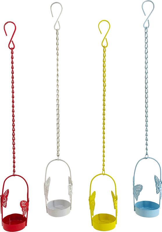 Extreme Karigari Hanging Butter Fly Shadaw Tea Light Holder | Set of 4 colors | Red-White-Yellow-Sky Blue Aluminium Tealight Holder Set  (Multicolor, Pack of 1)