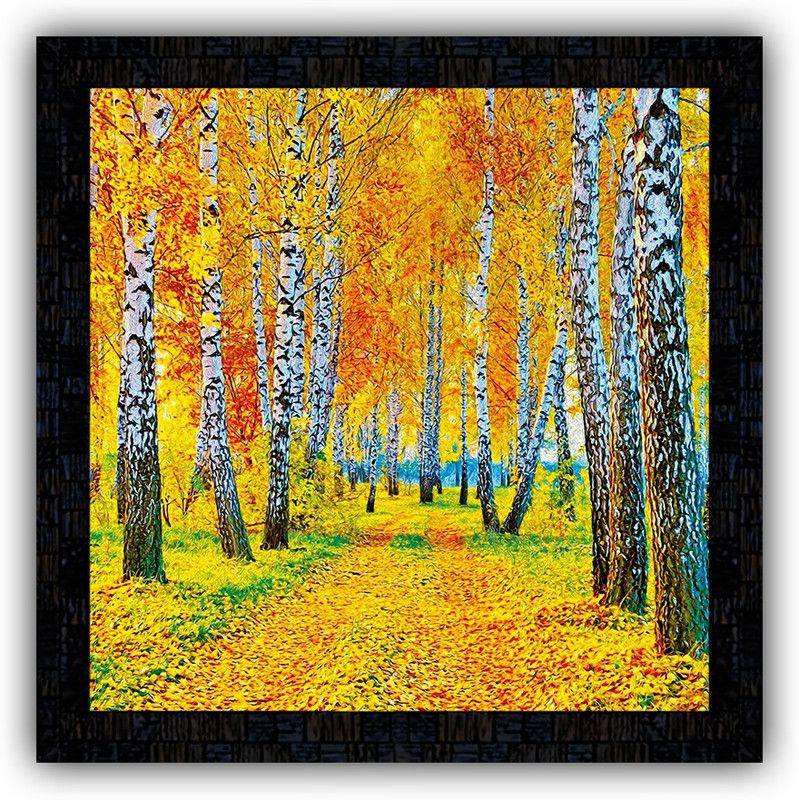 Poster N Frames framed poster of Hand Painted landscape scenery-14815 Digital Reprint 14 inch x 14 inch Painting  (With Frame)