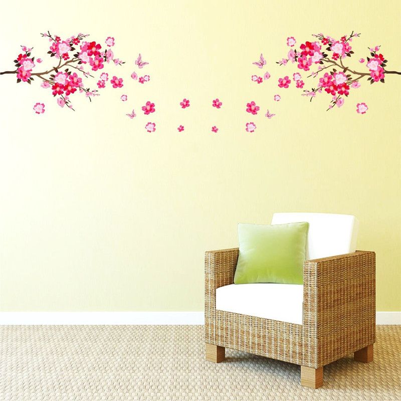 Khatwal Enterprises 100 cm decorative loveing tree flowers with butterflies multicolour wall sticker for home decorative (pvc vinyl multicolour ) Self Adhesive Sticker  (Pack of 1)