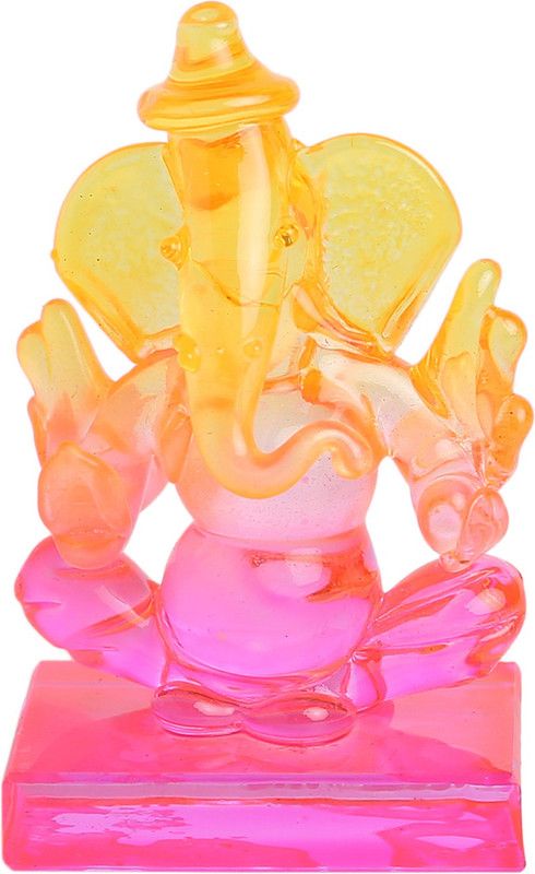 jagriti enterprise Twin Side Face Crystal Ganesh Embrace Blessings Harmony Car Dashboard,Office Decorative Showpiece - 6 cm  (Crystal, Multicolor)