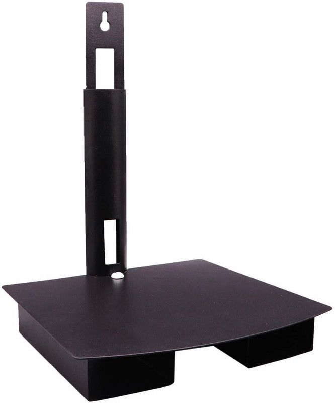 Zureni Metallic Set Top Box Stand Wall Mountable Shelf with Dual Remote Holder Cast Iron Wall Shelf  (Number of Shelves - 3, Black)