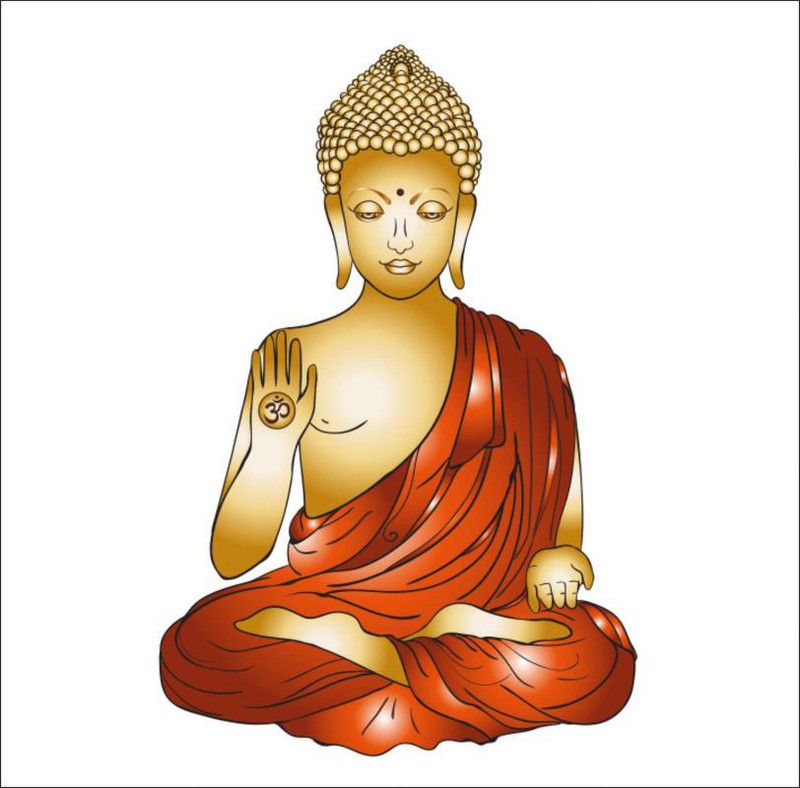 Crown Decals 73 cm Lord Buddah Wall Sticker Design (Cover Area :-73x50 cm) Self Adhesive Sticker  (Pack of 1)