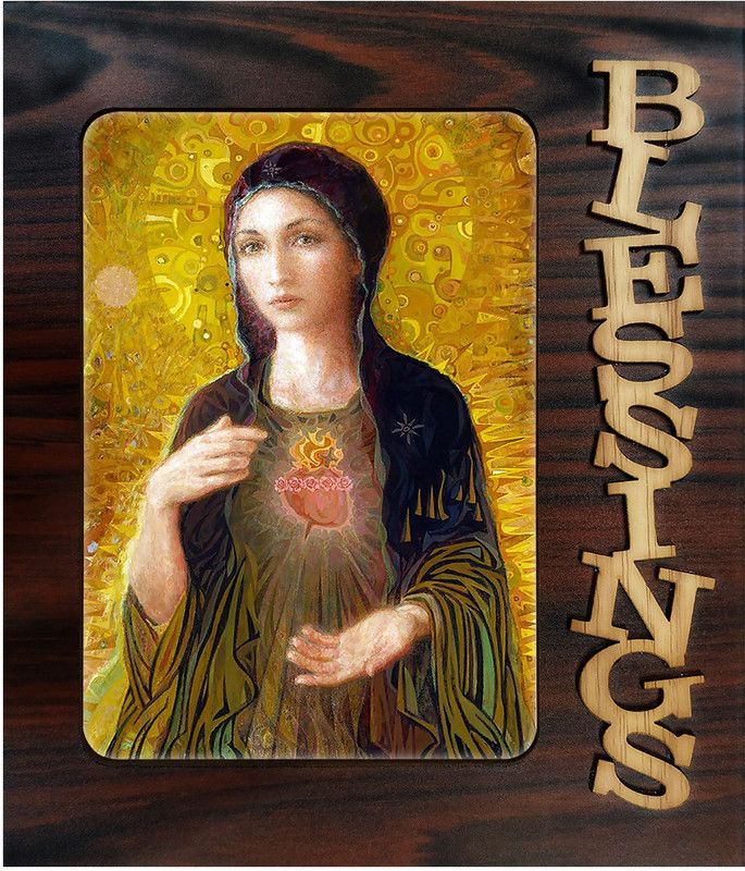Poster N Frames Decorative Blessings Hand Crafted Wooden table with photo of Lord Jesus 15548 Digital Reprint 9 inch x 7.75 inch Painting  (With Frame)