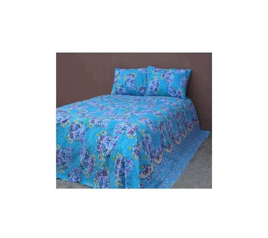 Double Size Cotton Bed Sheet with Matching 2 Pillow Covers - Multicolor bed-06