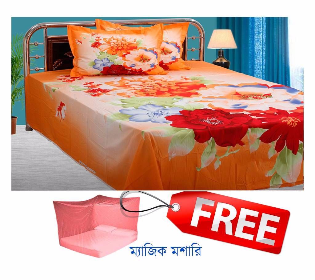 Original Home Tex Bedsheet set with Free Magic Mosquito Net