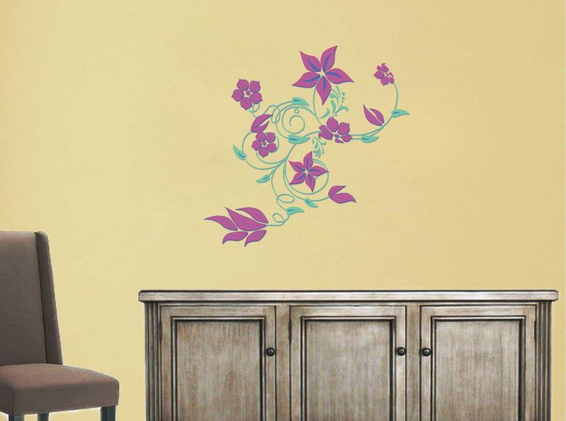 Khatwal Enterprises 50 cm flower wall sticker (pvc vinyl covering area 58cm X 58cm ) Self Adhesive Sticker  (Pack of 1)