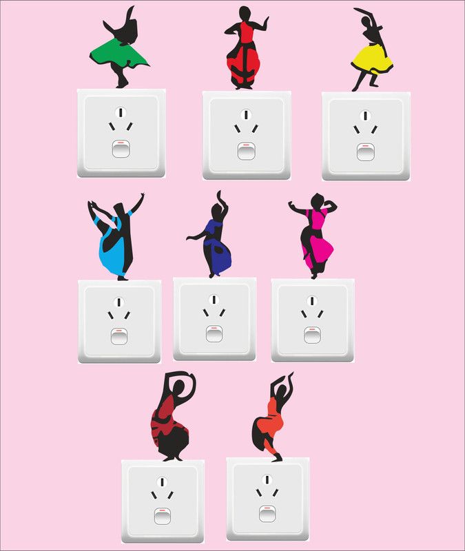 StickersYard 10 cm Dancing Art Switch Stickers Self Adhesive Sticker  (Pack of 8)