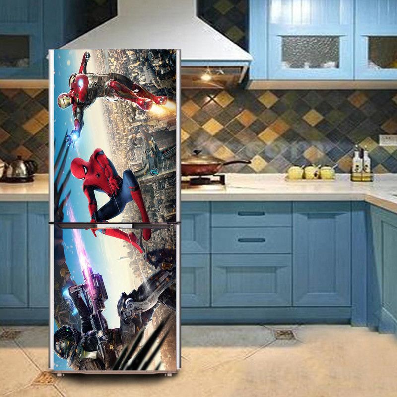 K2A Studio 60 cm iron man vulture and spiderman Self Adhesive Sticker  (Pack of 1)