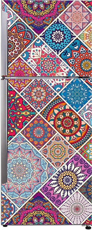 Advait Designs 60 cm Advait Designs Decorative abstract multicolor mandala wallpaper sticker for fridge décor Self Adhesive Sticker  (Pack of 1)