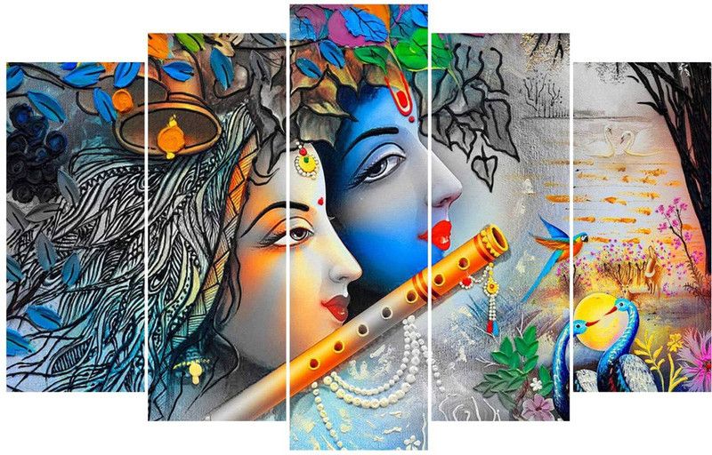 skgraphics 60 cm Radha-krishan wall sticker Self Adhesive Sticker  (Pack of 1)