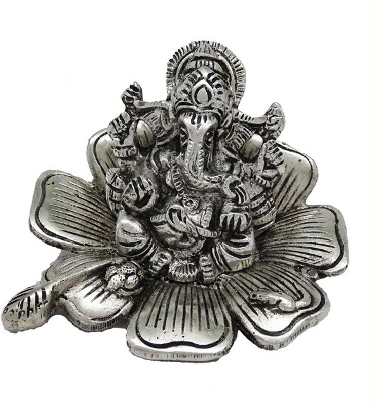 Jupiter Elite Kamal Ganesha Decorative Showpiece - 7 cm  (Aluminium, Silver)