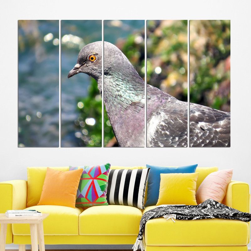 Coloriffy Multiple Frames Beautiful Bird Wall Painting for Living Room, Bedroom, Office, Hotels, Drawing Room | Split Painting of 5 (130cm X 76cm) Digital Reprint 30 inch x 52 inch Painting  (With Frame, Pack of 5)
