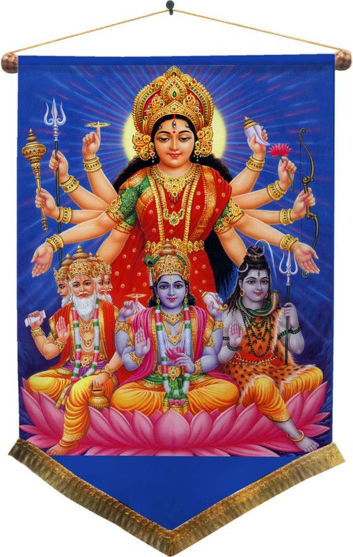right LordDurgadeviWallHanger02 Durgadevi Tapestry  (Multicolor)