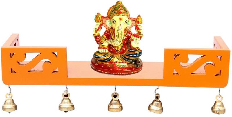 ANB Enterprises Wall Temple Home mandir pooja ghar Wall Hanging , mounted , floating wall decorative MDF (Medium Density Fiber) Wall Shelf  (Number of Shelves - 1, Orange)