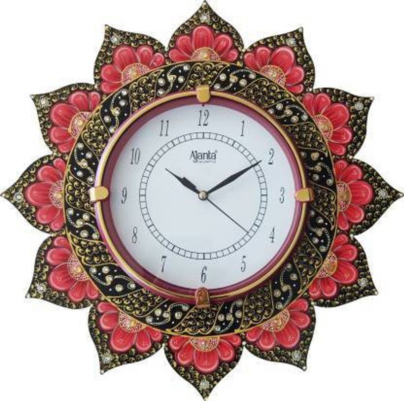 UnnatiTimes Analog 33 cm X 33 cm Wall Clock  (Red, Pink, With Glass, Standard)