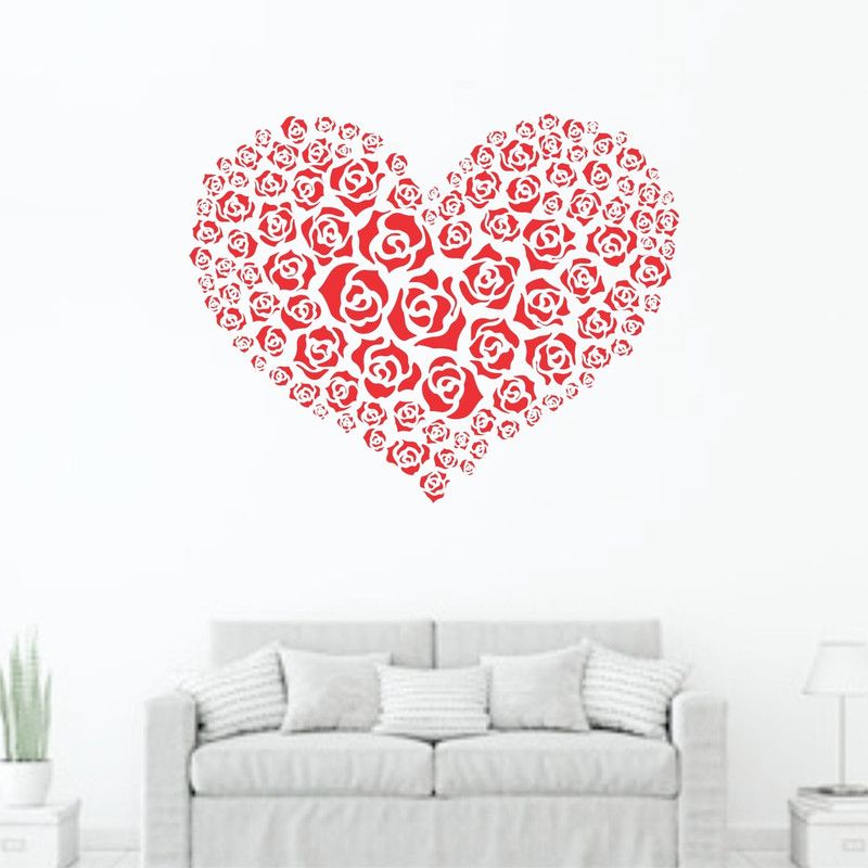 StickMe 100 cm Rose Heart Wall Sticker - SM 135 Self Adhesive Sticker  (Pack of 1)