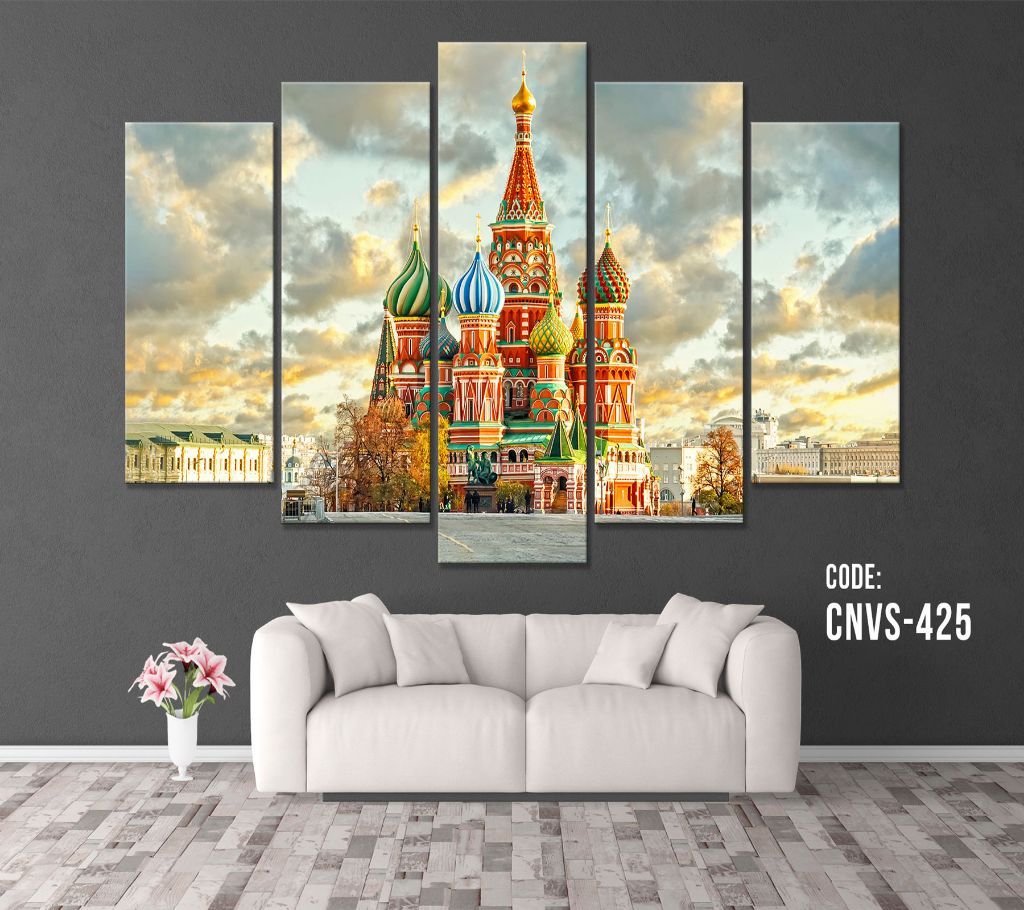 CNVS-425 Colorful House Wall Canvas Art Prints 60 inch x 36 inch