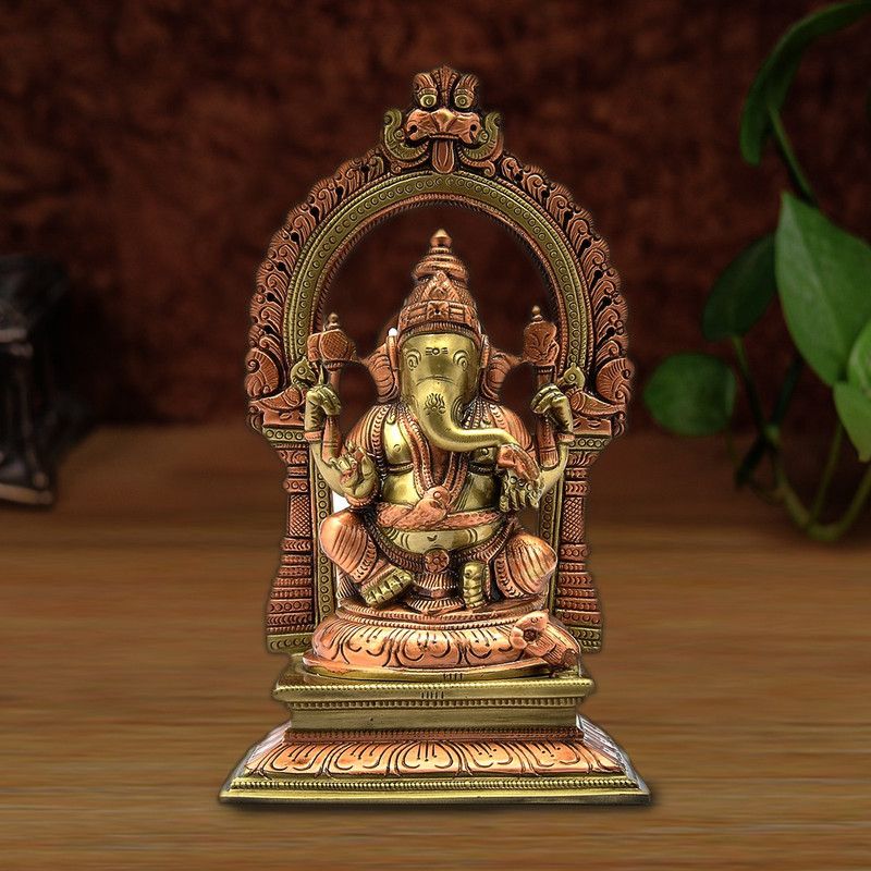 mantra gold coatings mantra gold coatings Ganesha Murti Idol for Home Decor Decorative Showpiece - 20 cm  (Brass, Gold)