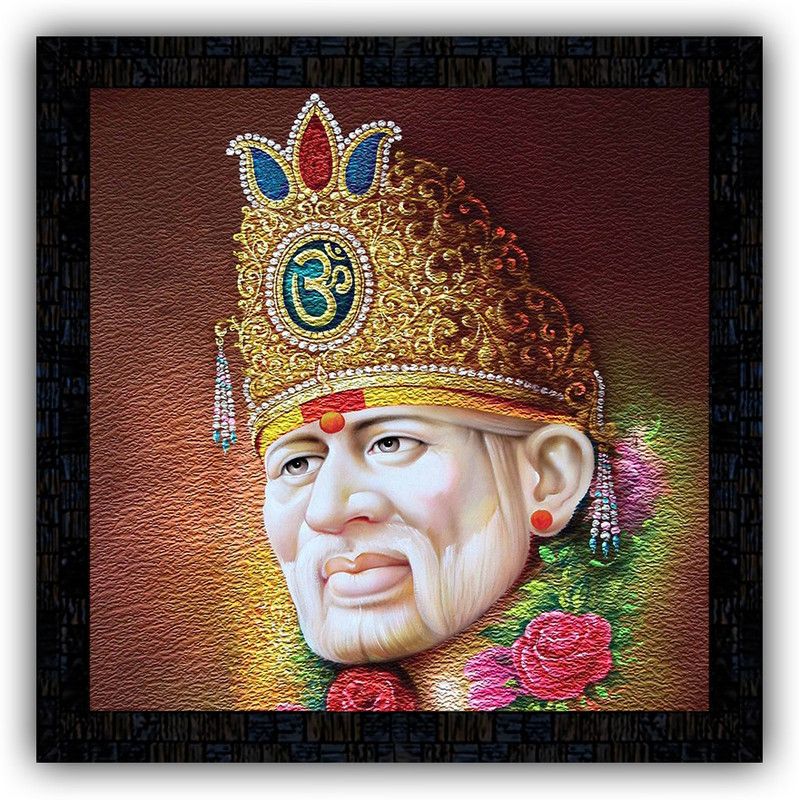 Poster N Frames framed poster of Sai baba 20824 Digital Reprint 14 inch x 14 inch Painting  (With Frame)