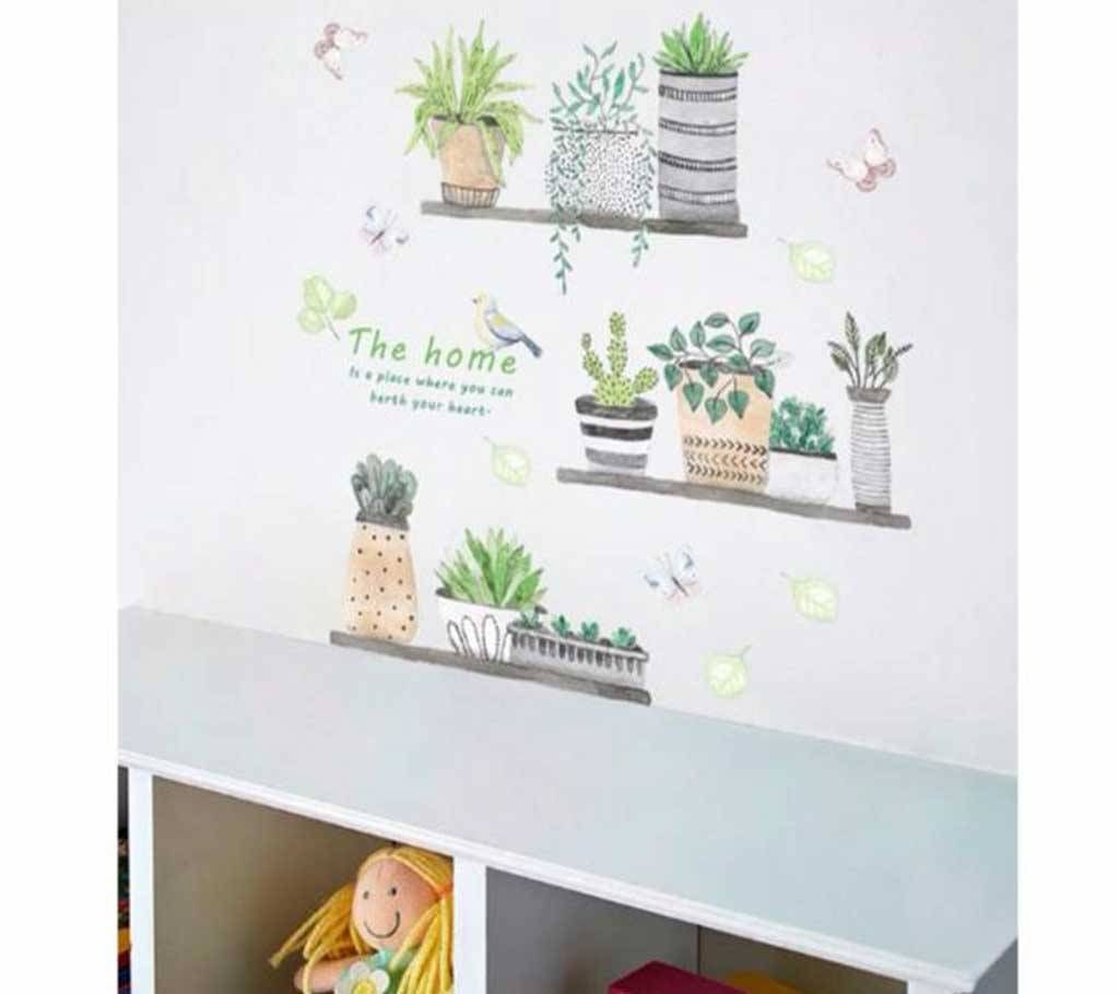 Garden Plant Bonsai Flower Butterfly Wall Stickers For Home Decor Living Room Kitchen