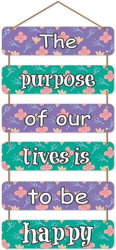 CVANU Happy Lives Designer Wooden Wall Hanging Board Plaque Sign For Home Decoration Items, (Multicolor 31inch x 12 inch)  (78.74 X 30.48, Multicolor)