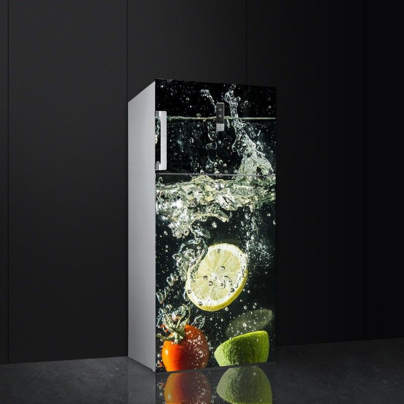 Psychedelic Collection 60 cm Green Lemon Water Decorative Fridge Stickers Self Adhesive Sticker  (Pack of 1)