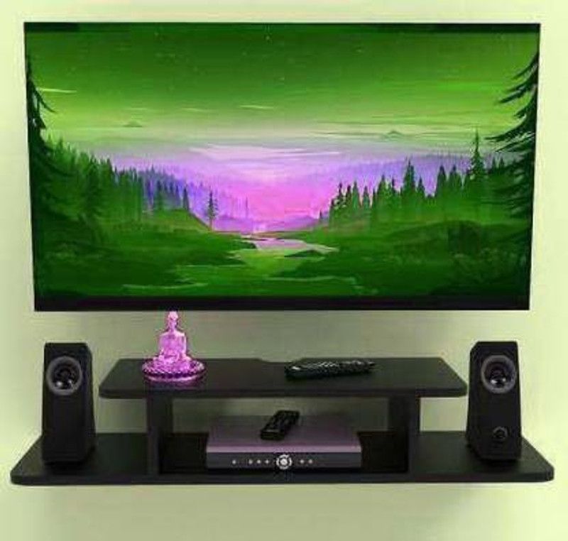 AN Craft Wall shelf TV set up box Wifi set up box Stand MDF MDF (Medium Density Fiber) Wall Shelf  (Number of Shelves - 4, Black)