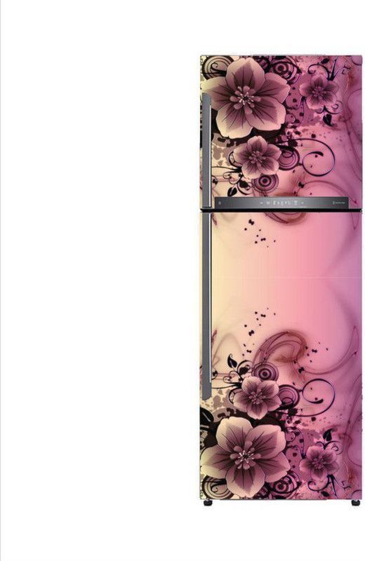 K2A Design 60 cm black background flower leaves vinyl Self Adhesive Sticker  (Pack of 1)