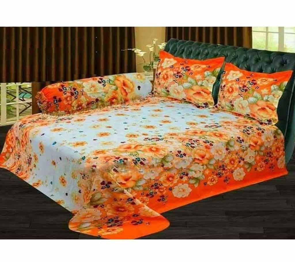 Double Size Cotton Bed Sheet with Matching 2 Pillow Covers - Multicolor Double Size Cotton Bed Sheet with Matching 2 Pillow Covers - Multicolor bed-07