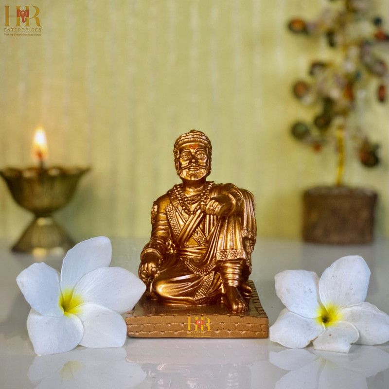 hr enterprises (SM 101 Copper) Chhatrapati Shivaji Maharaj Idol,Home & Office Decor,Gifting Decorative Showpiece - 9 cm  (Polyresin, Copper)