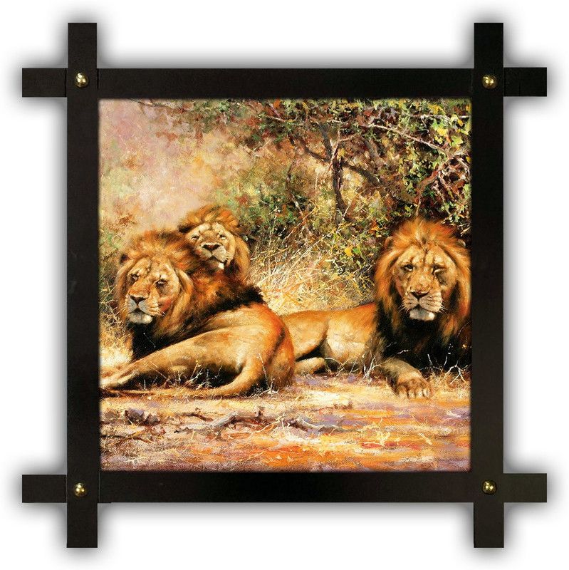 Poster N Frames Cross Wooden Frame Hand-Crafted with photo of tiger 19038- crossframe Digital Reprint 16.5 inch x 16.5 inch Painting  (With Frame)