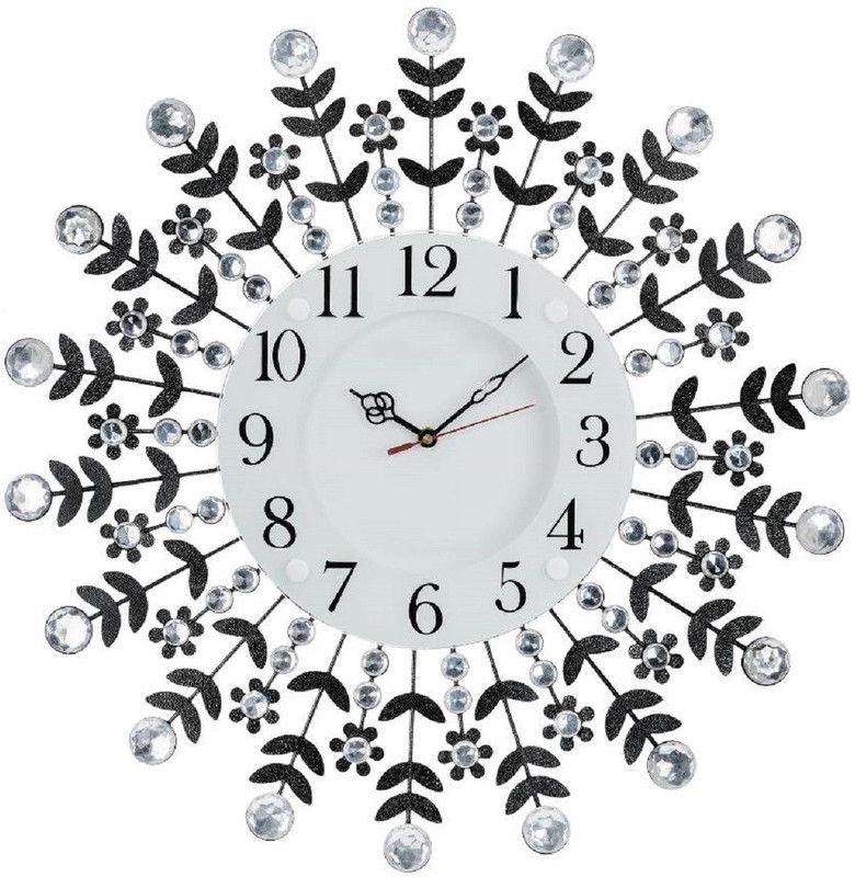 mitrah Analog 42 cm X 42 cm Wall Clock  (Black, With Glass, Standard)