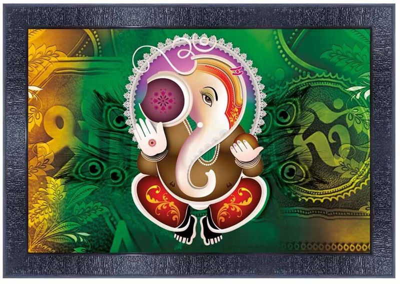 pnf Ganeshji Frames Wood Photo Frames with Acrylic Sheet (Glass)17578- Digital Reprint 10 inch x 14 inch Painting  (With Frame)