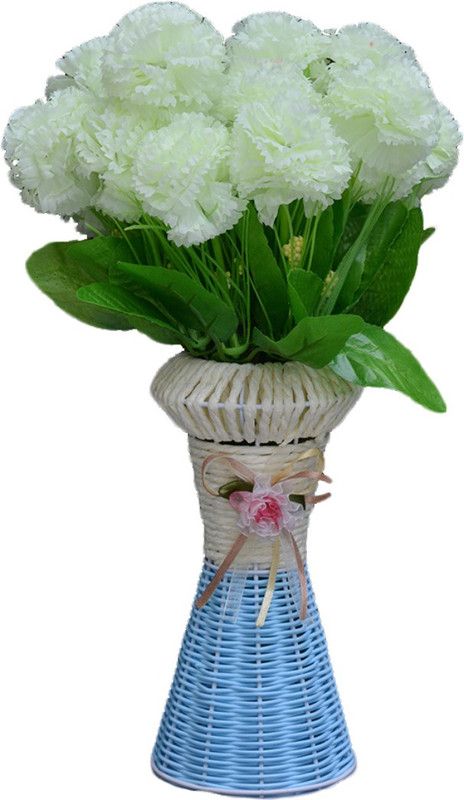 SKY TRENDS Artificial Flowers with Flower Pot | Flower vase for Home Decoration | Flower Pot with Artificial Flowers-023 Plastic Vase  (13.5 inch, Multicolor)