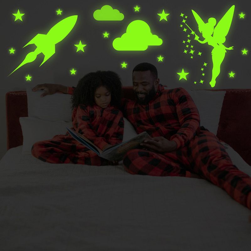 Ashamohar 29 cm Stars for Ceiling Stickers Including The Glow Stars, Space , Cloud, Angel Self Adhesive Sticker  (Pack of 2)