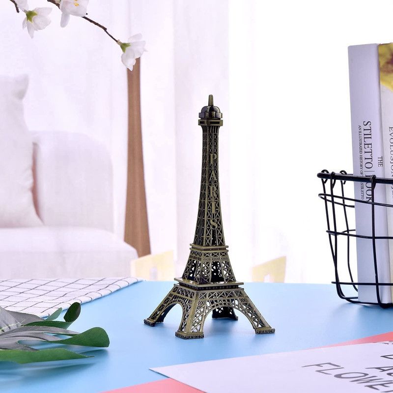 NHL Eiffel Tower Statue, Statue for Gift, Eiffel Tower for Home Decor Showpeice, Office Decor, Desk Decor, Statue for Decor, Birthday Valentines Day Unique Gift Decorative Showpiece - 10 cm  (Iron, Gold)